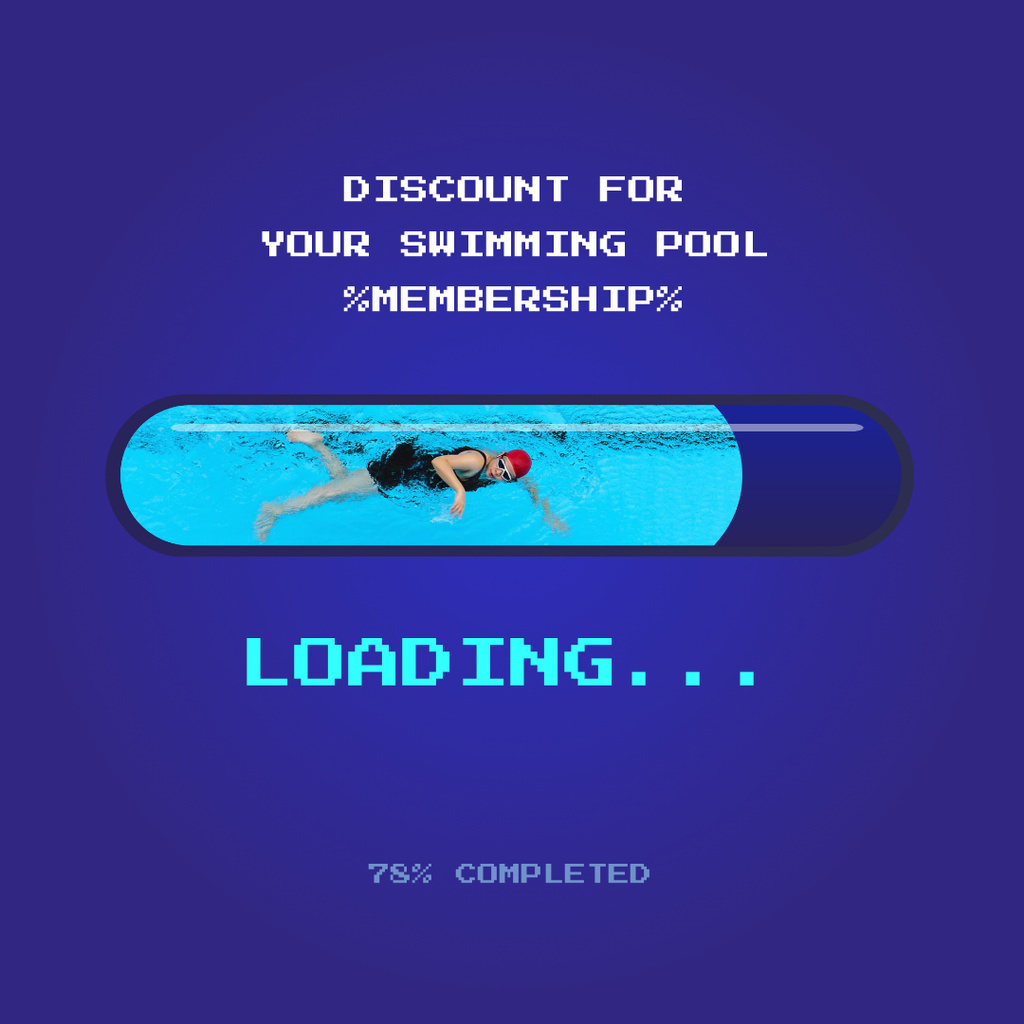 Swimming Poll discount loading bar Instagram – шаблон для дизайна