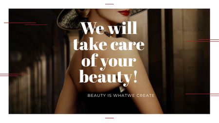 Beauty Services Ad with Fashionable Woman Title Modelo de Design