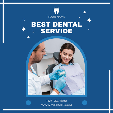 Plantilla de diseño de Best Dental Services Ad with Patient on Chair Animated Post 