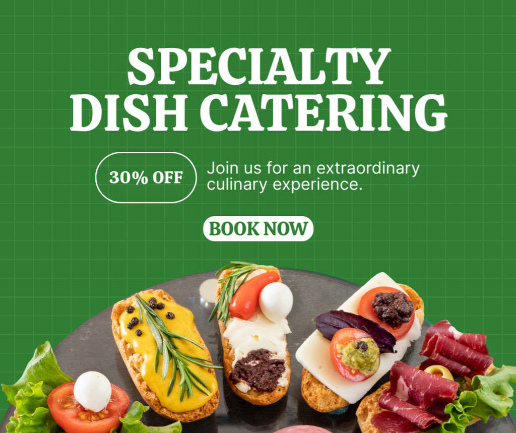Ontwerpsjabloon van Facebook van Specialty Catering Services at Discount