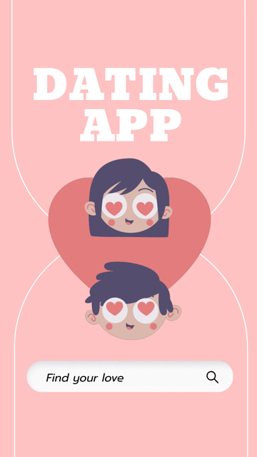 Dating App Promo on Pink Instagram Video Story Modelo de Design