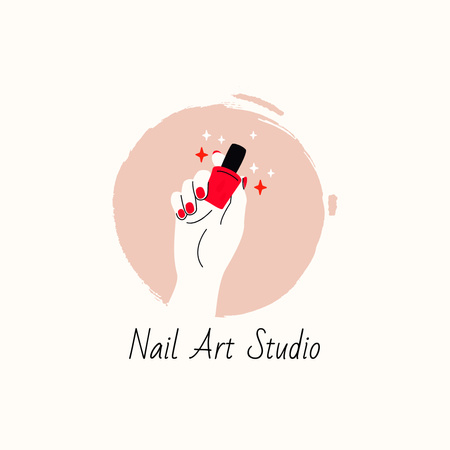 Emblem of Nail Art Studio with Hand Logo Design Template