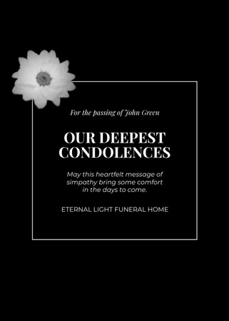 Plantilla de diseño de Sympathy Message with Candles and White Flower Postcard 5x7in Vertical 
