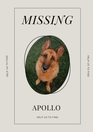 Lost Dog Information with German Shepherd Flyer A4 Modelo de Design