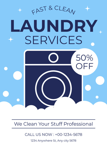 Offer Discounts on Laundry Service Poster – шаблон для дизайну