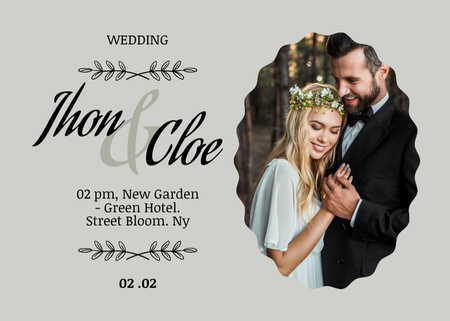 Wedding Celebration Announcement Invitation 5x7in Horizontal tervezősablon