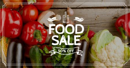 Modèle de visuel vente d'épicerie avec légumes frais - Facebook AD