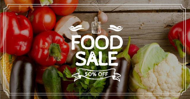 Grocery Sale with fresh vegetables Facebook AD Šablona návrhu