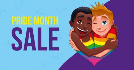 Pride Month Sale with Two Boys hugging Facebook AD Design Template