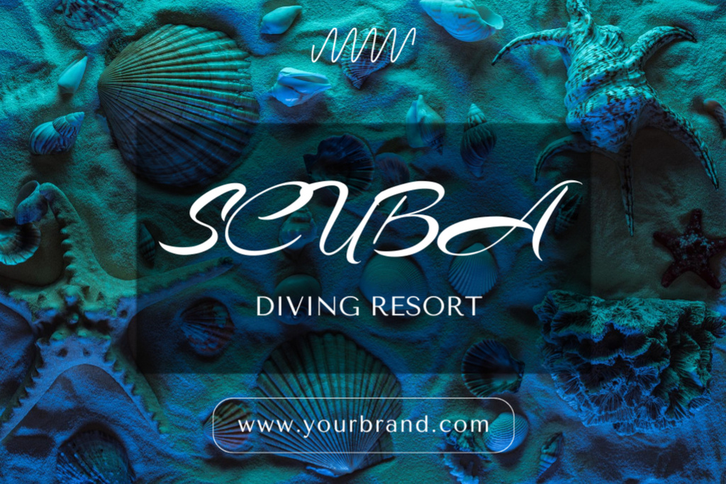 Scuba Diving Resort Announcement Postcard 4x6in – шаблон для дизайна