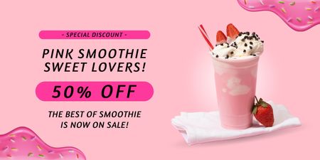 Modèle de visuel smoothie aux fraises roses - Twitter