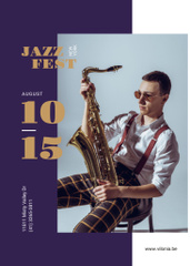 Jazz Festival Musician Ad with Playing Saxophone