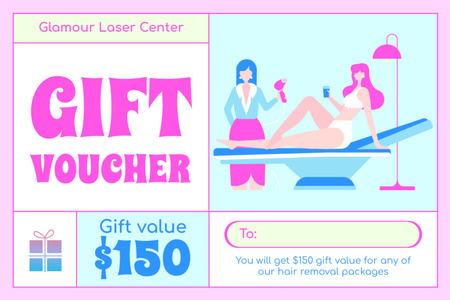 Designvorlage Geschenkgutschein für Laser-Haarentfernung für Frauen für Gift Certificate