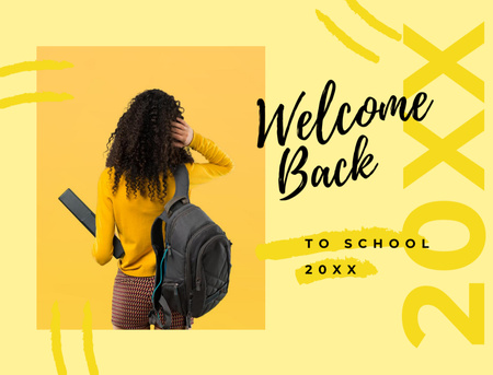 Female student with backpack Postcard 4.2x5.5in Design Template