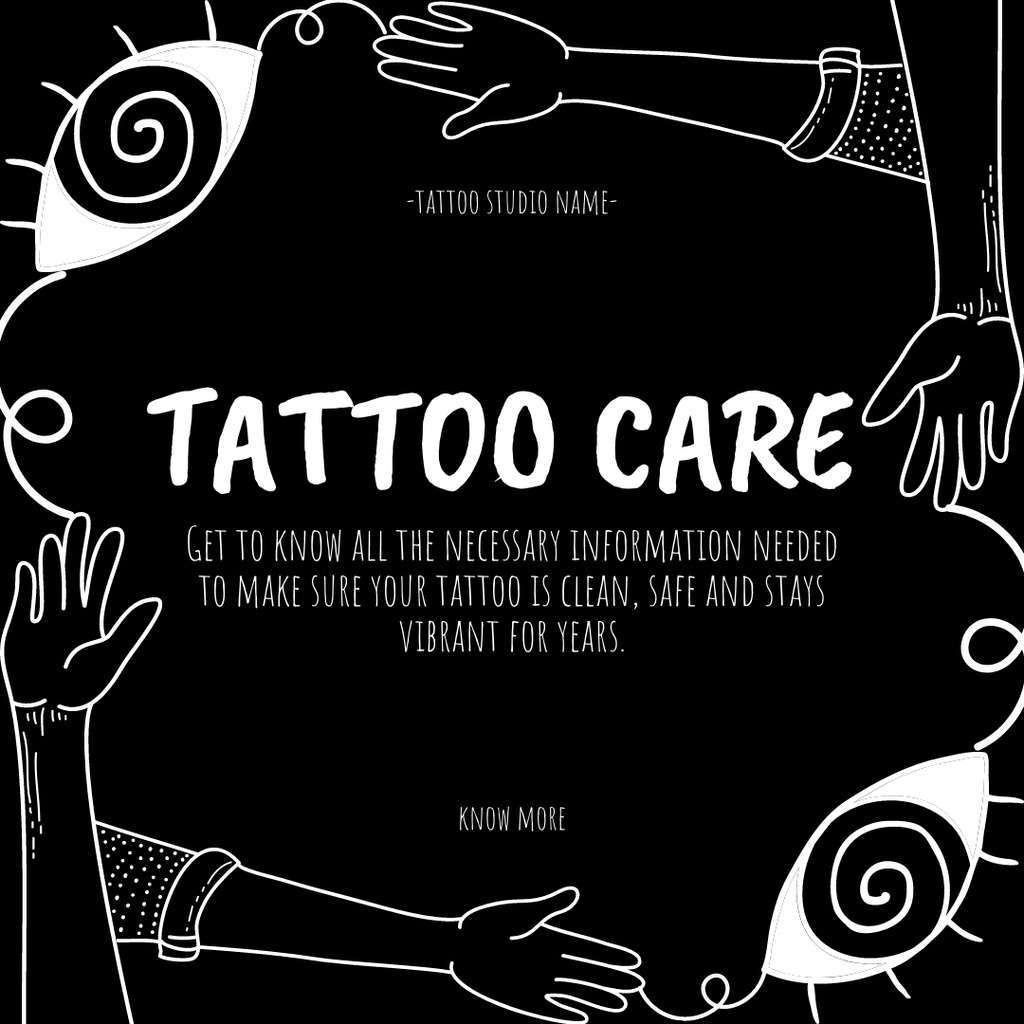 Szablon projektu Helpful Tattoo Care Tips In Tattoo Studio Instagram