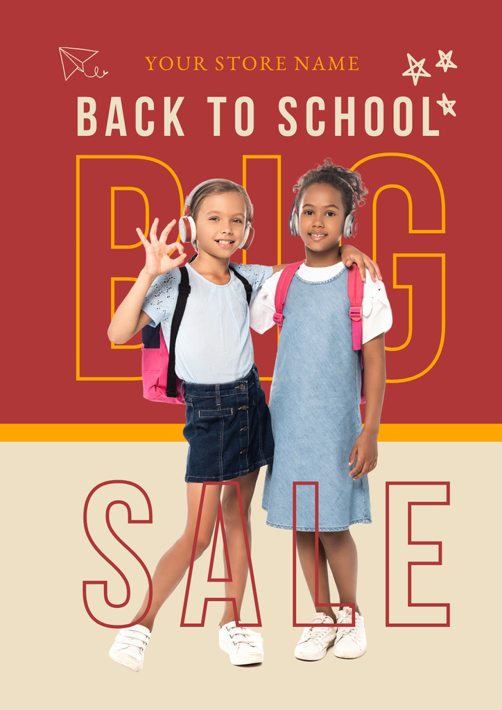Modèle de visuel Little Schoolgirls Announce Sale - Poster