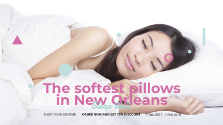 Pillows ad Girl sleeping in bed FB event cover Design Template