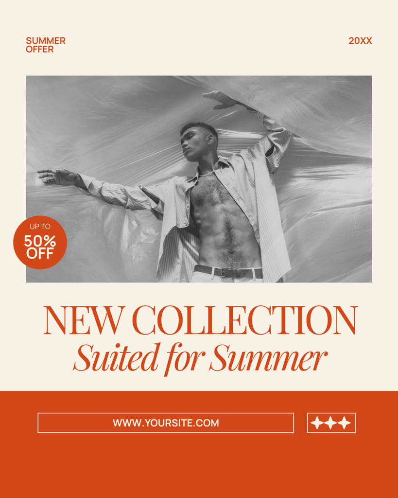 Summer Collection of Clothes for Men Instagram Post Vertical Design Template