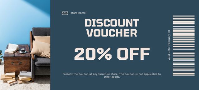 Interior Goods Discount Voucher in Blue Coupon 3.75x8.25inデザインテンプレート