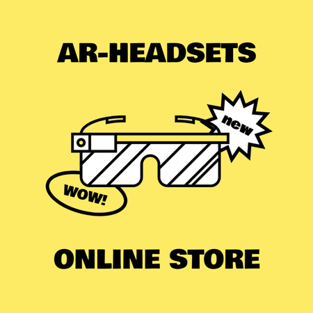 Online Shop Headset for Augmented Reality Square 65x65mmデザインテンプレート