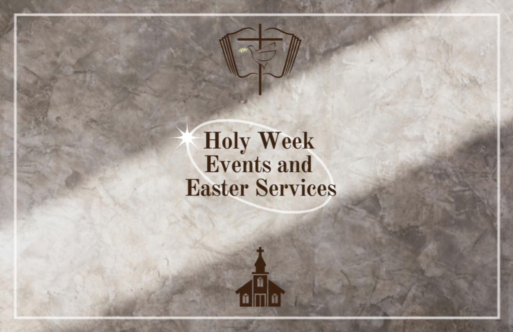 Holy Week Services Announcement Flyer 5.5x8.5in Horizontal Design Template