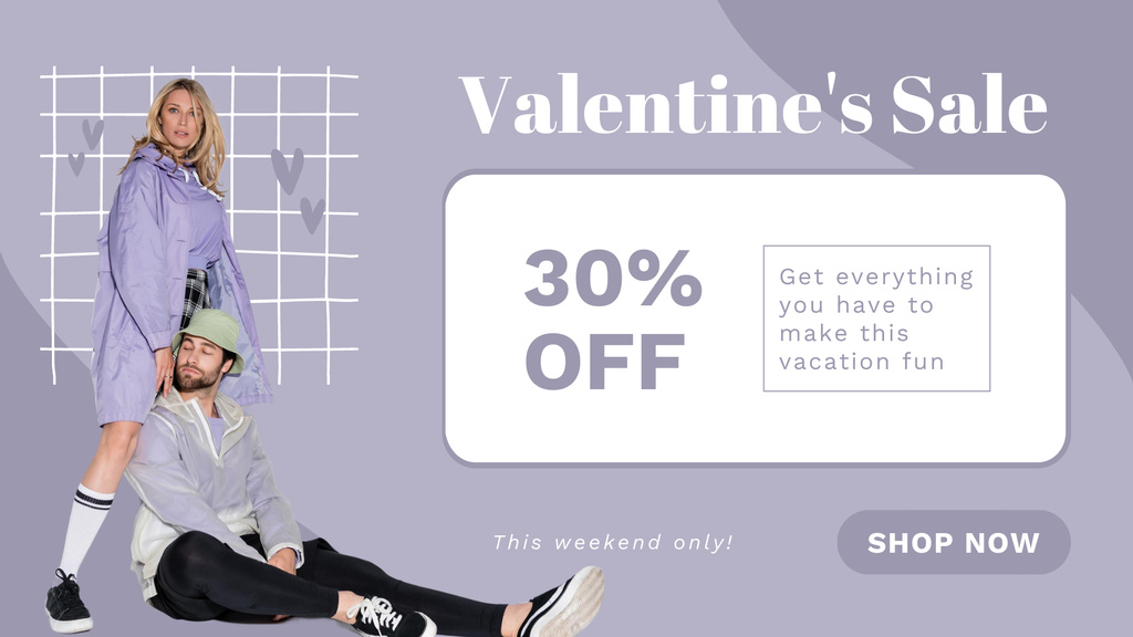 Sweet February 14th Sale with Couple in Love FB event cover – шаблон для дизайна
