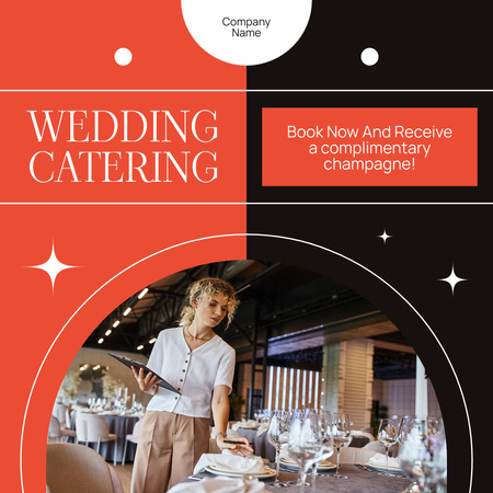 Ontwerpsjabloon van Instagram AD van Aanbieding van bruiloftscatering met catering in het restaurant