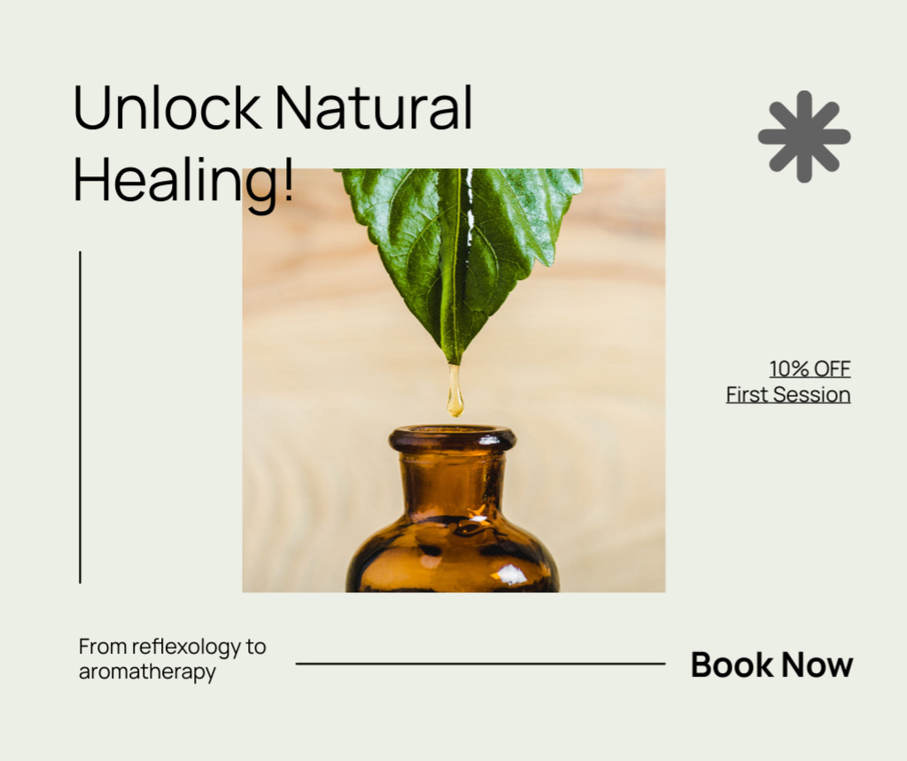 Natural Healing With Discount On Session Of Reflexology Facebook Design Template