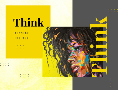 Platilla de diseño Creative Female Portrait With Slogan In Yellow Postcard 4.2x5.5in