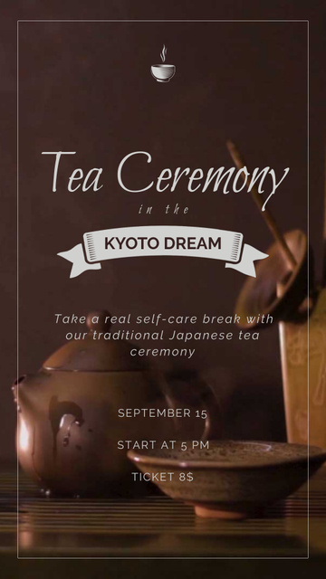 Japanese Tea Ceremony Pot and Ceramics Instagram Video Story Modelo de Design
