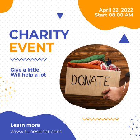Clothing Donation Charity Event Announcement Instagram tervezősablon