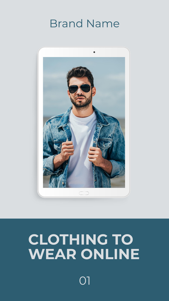 New Mobile App Announcement with Man on Screen Mobile Presentation Design Template