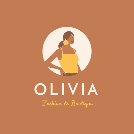Fashion Boutique Ad with Woman Silhouette Logo Design Template