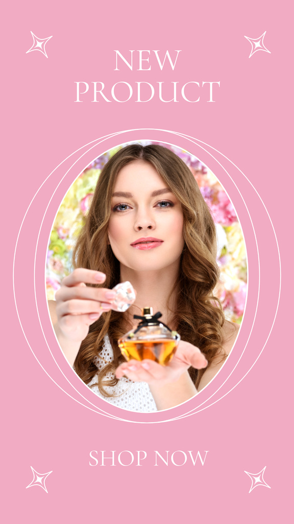 Young Woman with Floral Fragrance Instagram Story tervezősablon