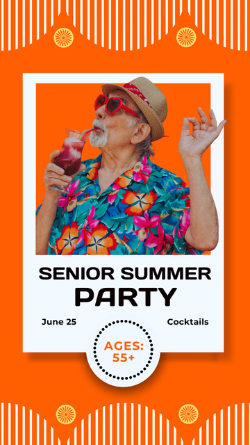 Senior Summer Party With Cocktails Announcement Instagram Video Storyデザインテンプレート