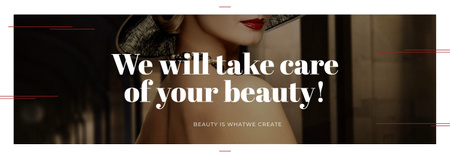 Beauty Services Ad with Fashionable Woman Tumblr Design Template