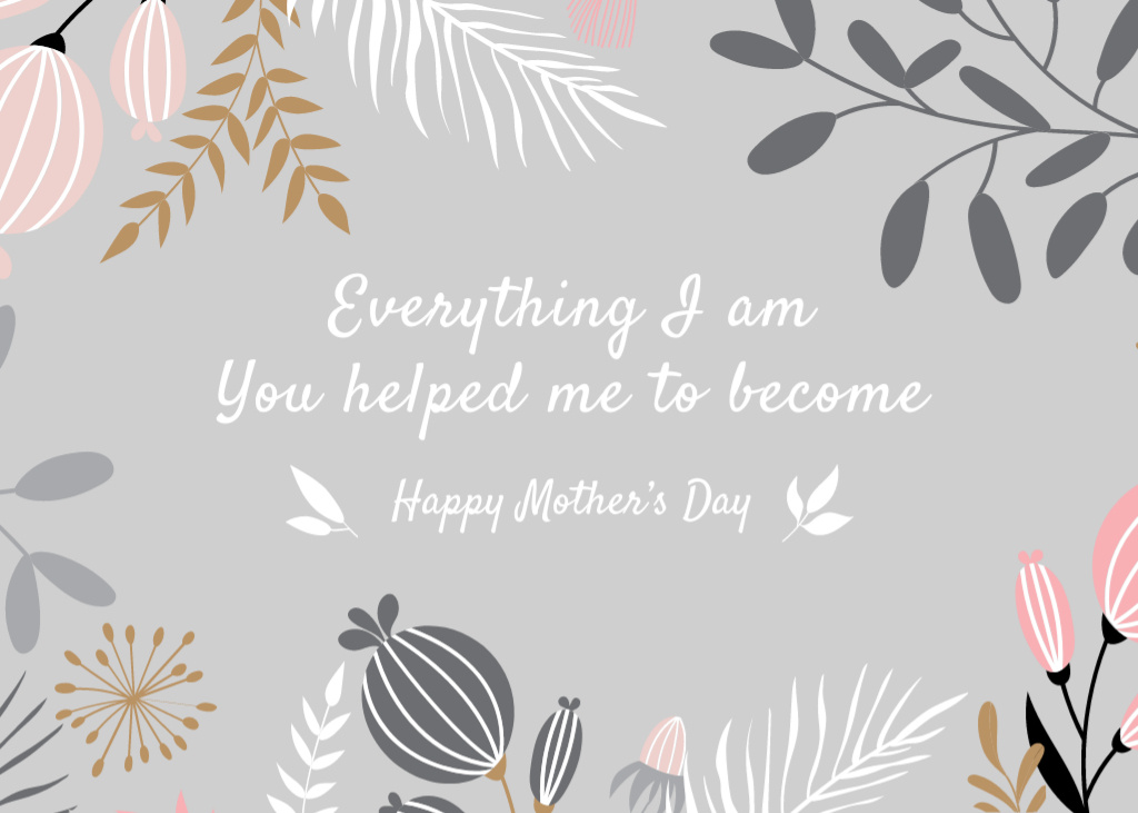 Designvorlage Happy Mother's Day Greeting With Inspiring Phrase für Postcard 5x7in