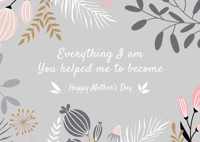 Happy Mother's Day Greeting With Inspiring Phrase Postcard 5x7in Design Template