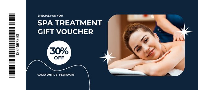 Spa Treatment Discount for Women Coupon 3.75x8.25in Πρότυπο σχεδίασης