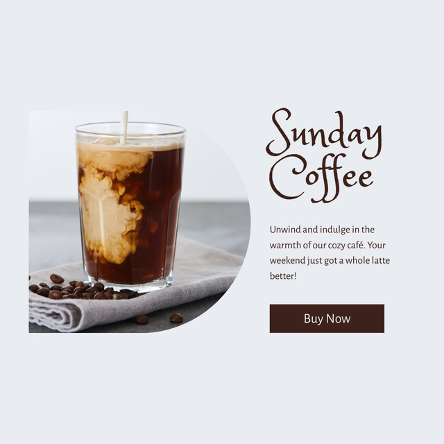 Sunday Coffee Ad with Cappuccino on Table Instagram Tasarım Şablonu