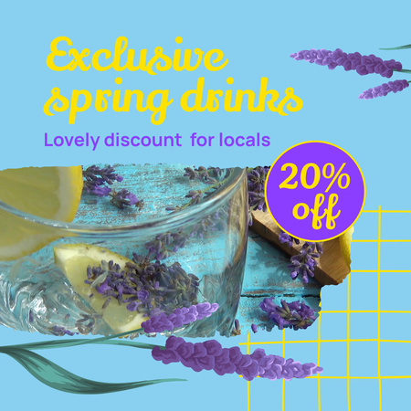 Discounts For Spring Drinks With Lavender Animated Post Design Template