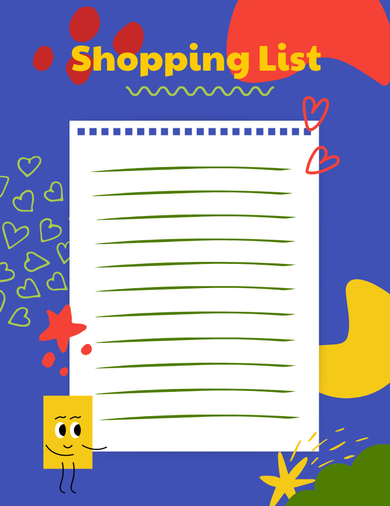 Grocery Shopping List with Cute Illustration Notepad 8.5x11in Šablona návrhu