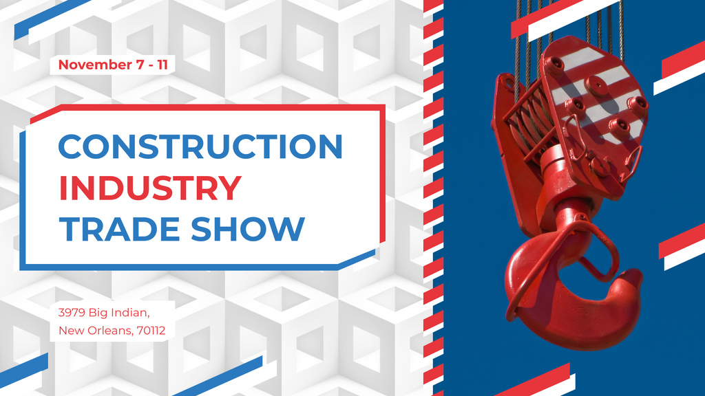 Building industry event with Crane at Construction Site FB event cover Design Template