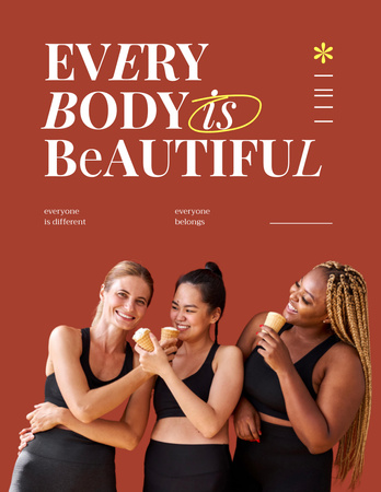 Modèle de visuel Protest against Body Shaming with Diverse Beautiful Women - Poster 8.5x11in