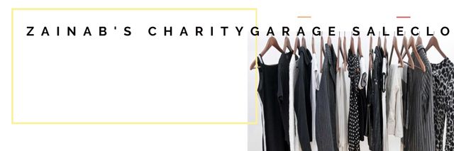 Charity Sale Announcement Black Clothes on Hangers Twitterデザインテンプレート