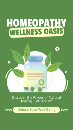 Plantilla de diseño de Oferta asequible de oasis de bienestar y homeopatía Instagram Story 