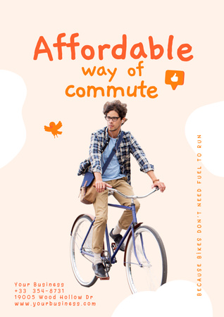 Plantilla de diseño de Handsome Man on Personal Bike Poster 