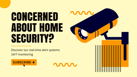 Home Security Systems Promotion on Yellow Youtube Thumbnail Design Template