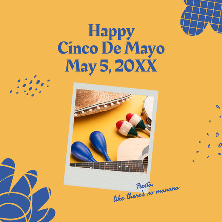 Designvorlage Cinco de Mayo Gruß auf Gelb für Instagram