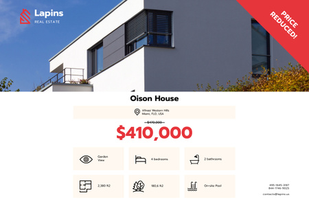 Real Estate Ad with Modern House Facade Poster 24x36in Horizontal Design Template